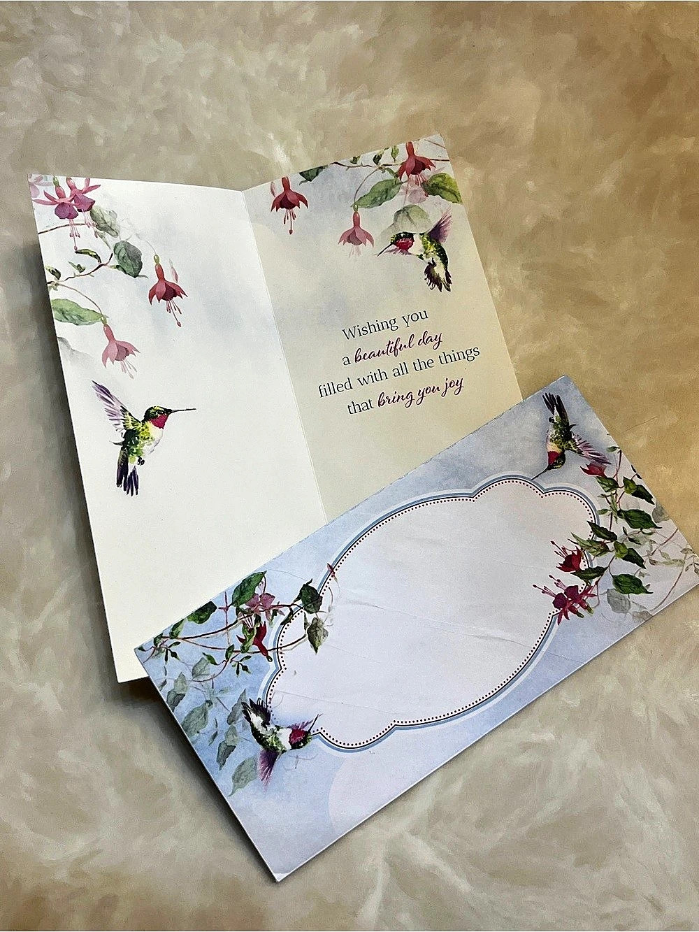 ✨2/$15✨ Birthday card “Just Wishing You a Very Happy Birthday” Hummingbird - Picture 2 of 10